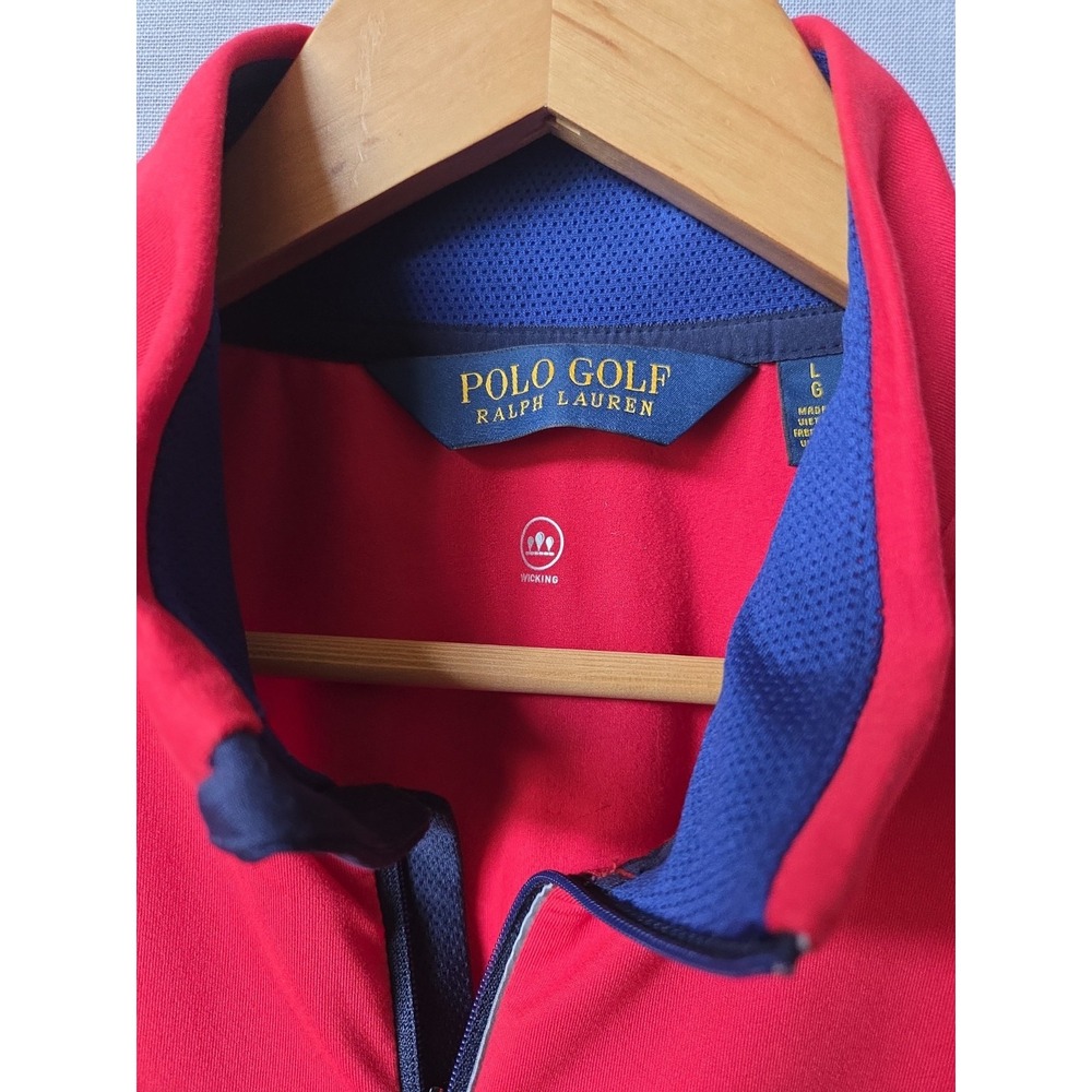 Polo Golf Ralph Lauren Pullover Mens Large 1/4 Zip Up Red Blue Lightweight - Picture 8 of 15